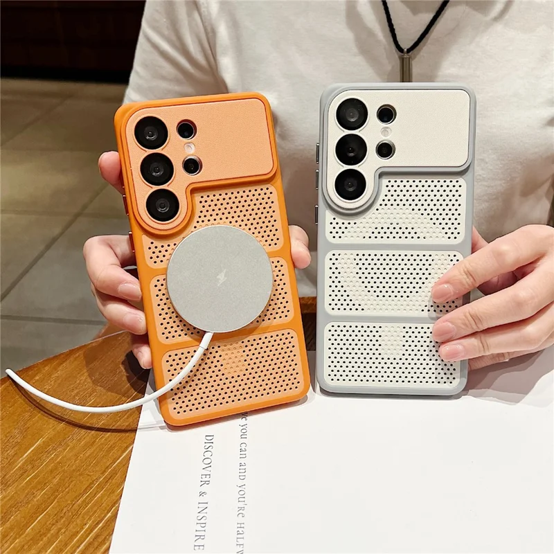 For Samsung Galaxy S24 Ultra Magnetic Case Three-Zone Cooling PC + TPU Scratch Resistant Phone Cover - Blue