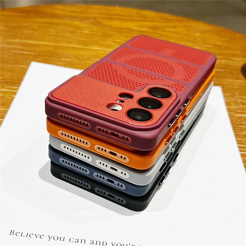 For Samsung Galaxy S24 Ultra Magnetic Case Three-Zone Cooling PC + TPU Scratch Resistant Phone Cover - Blue