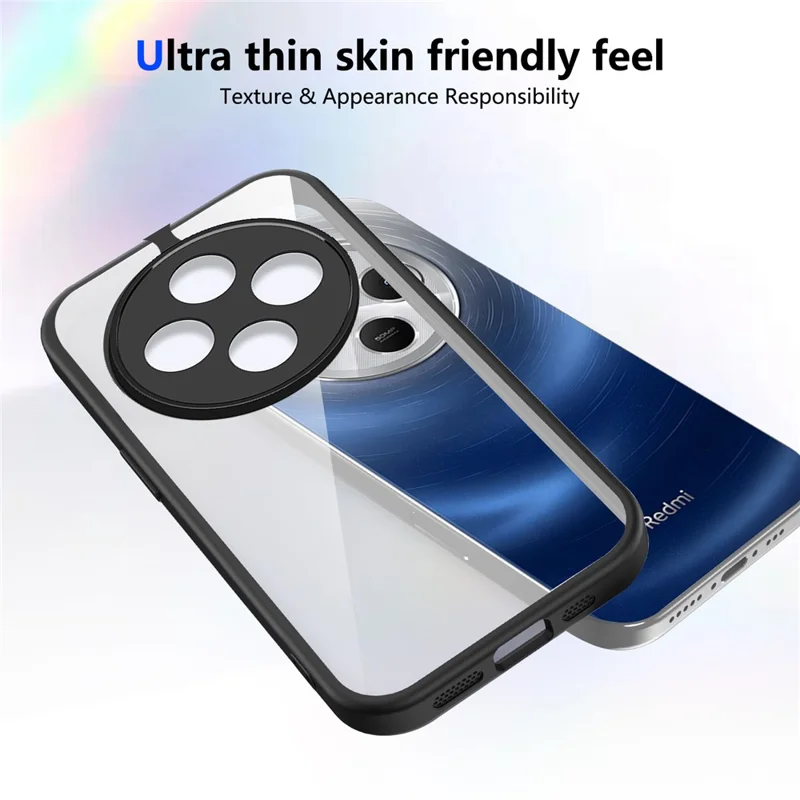 For Xiaomi Redmi 17C 4G Case Matte Skin Touch Clear PC + TPU Shockproof Phone Back Cover - Black