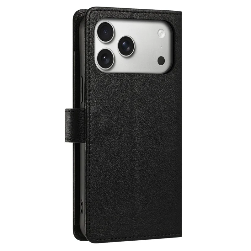 Pour iPhone 17 Pro Max Coque PU Cuir Papillon Floral avec Portefeuille à Fermeture Éclair et Dragonne / Sangle Bandoulière - Noir