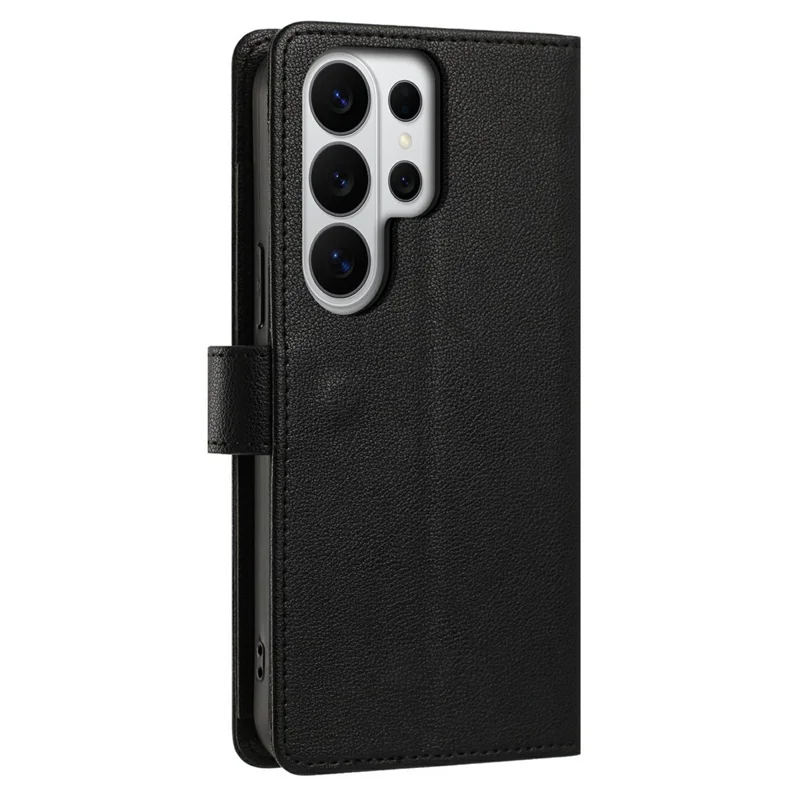 For Samsung Galaxy S26 Ultra Case PU Leather Butterfly Floral Zippered Wallet Phone Cover with Wrist Strap / Shoulder Strap - Black