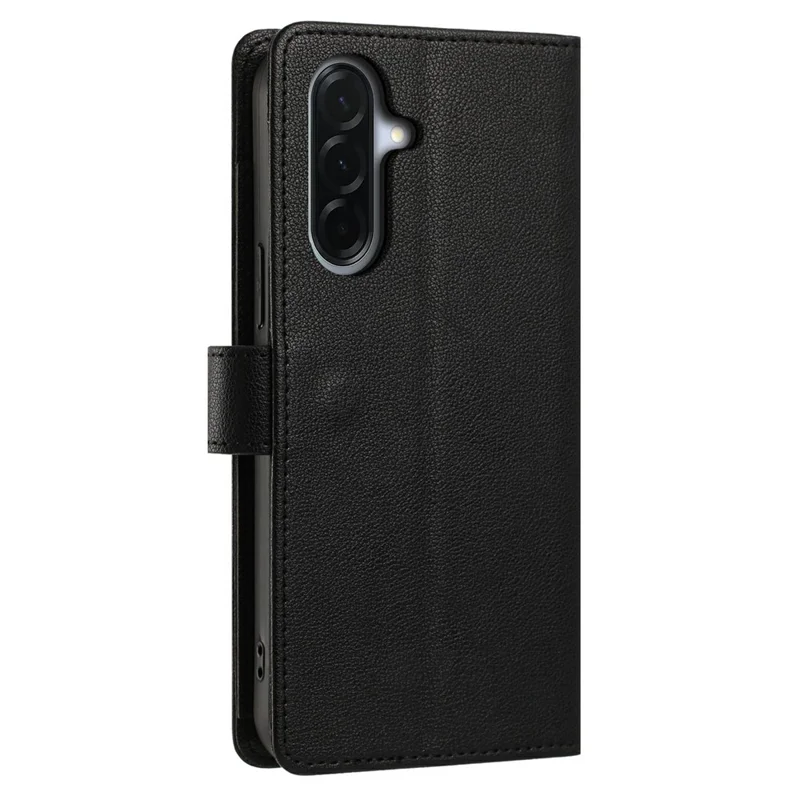 For Samsung Galaxy A57 5G Case PU Leather Butterfly Floral Zippered Wallet Phone Cover with Wrist Strap / Shoulder Strap - Black