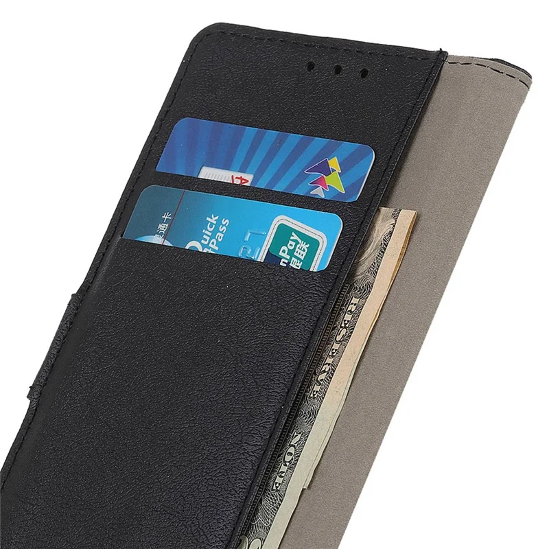 Textured Phone Case for Samsung Galaxy S23, Drop Resistant PU Leather Stand Shell Folio Flip Wallet Cover - Black
