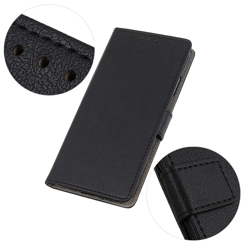 Textured Phone Case for Samsung Galaxy S23, Drop Resistant PU Leather Stand Shell Folio Flip Wallet Cover - Black
