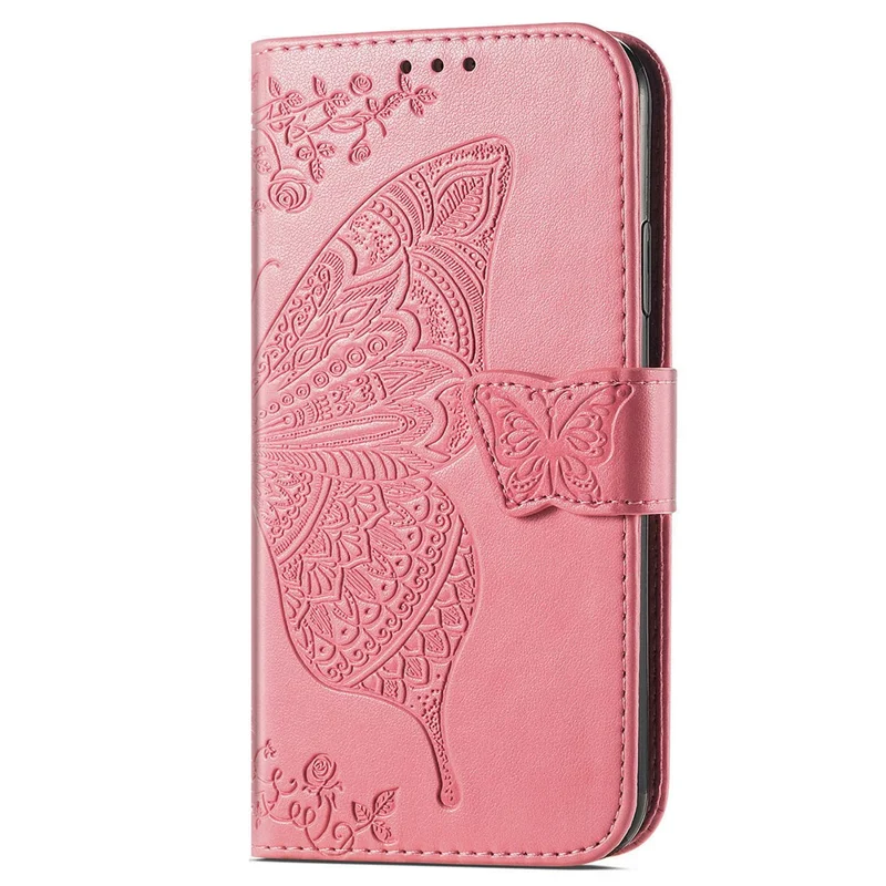 Funda para Google Pixel 11 Pro / Funda con Cartera de Cuero PU con Dibujo de Mariposa y Correa para Pixel 11 - Rosa
