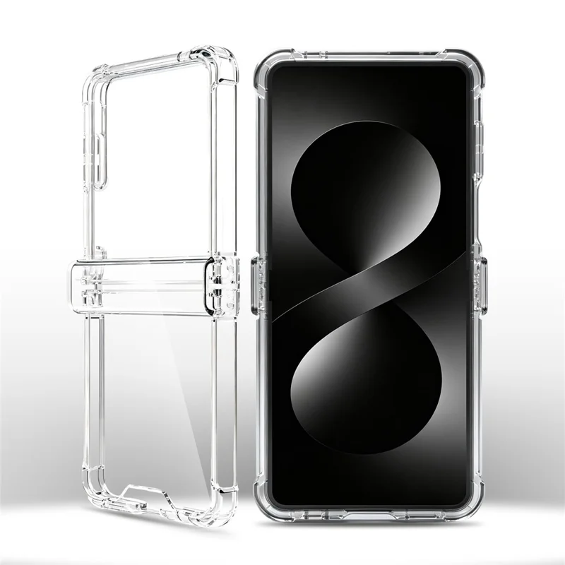 For Samsung Galaxy Z Flip8 Case 2.0mm PC + TPU Shockproof Hinge Protection Phone Cover - Transparent