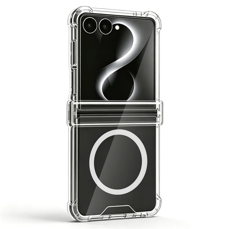 For Samsung Galaxy Z Flip8 Magnetic Case Hinge Protection 2.0mm PC + TPU Shockproof Phone Cover - Transparent
