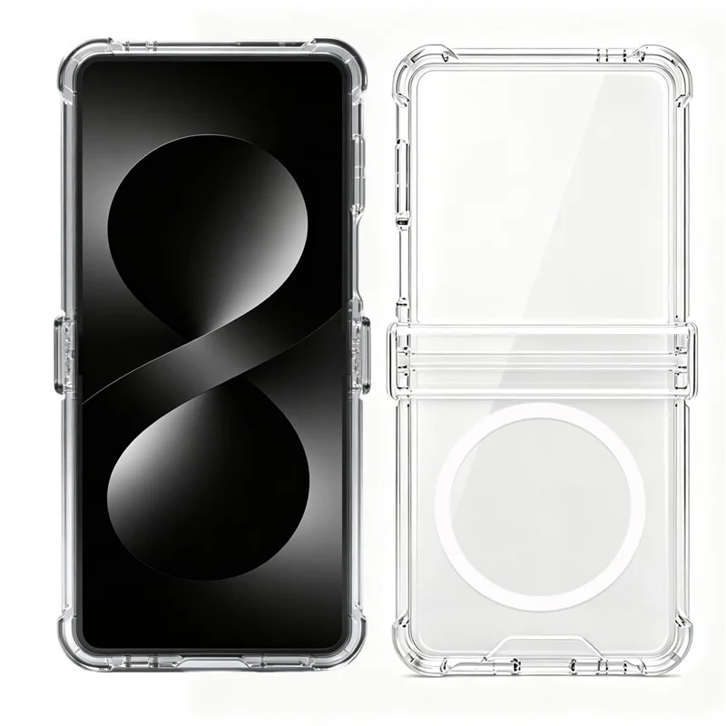 For Samsung Galaxy Z Flip8 Magnetic Case Hinge Protection 2.0mm PC + TPU Shockproof Phone Cover - Transparent