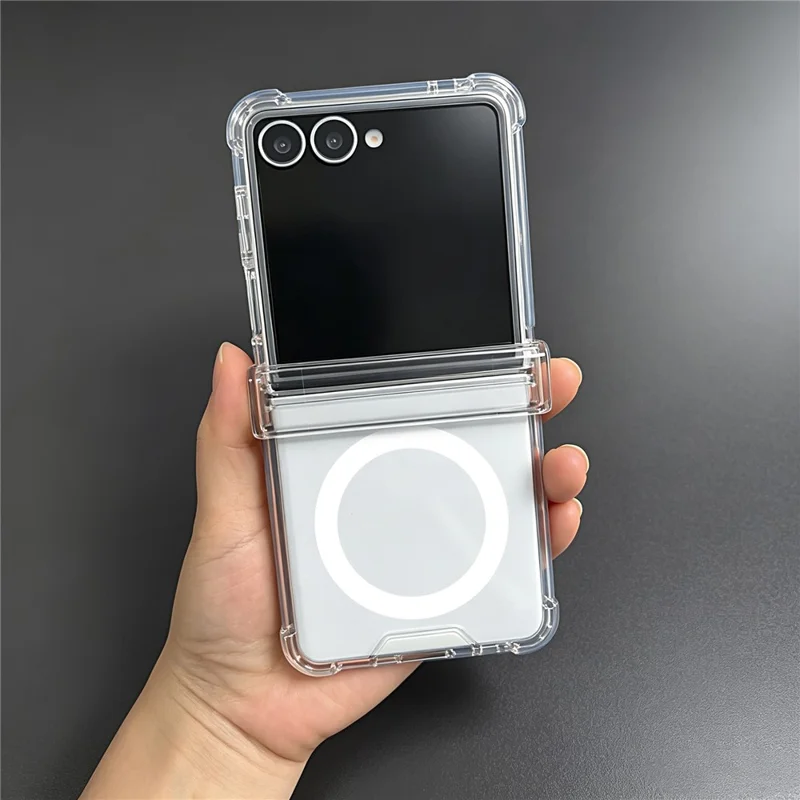 For Samsung Galaxy Z Flip8 Magnetic Case Hinge Protection 2.0mm PC + TPU Shockproof Phone Cover - Transparent