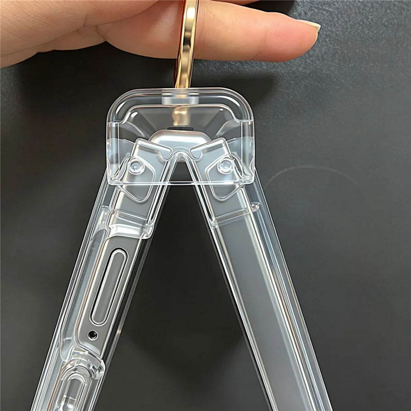 For Samsung Galaxy Z Flip8 Case 2.0mm PC + TPU Hinge Protection Phone Cover with Ring Holder - Transparent