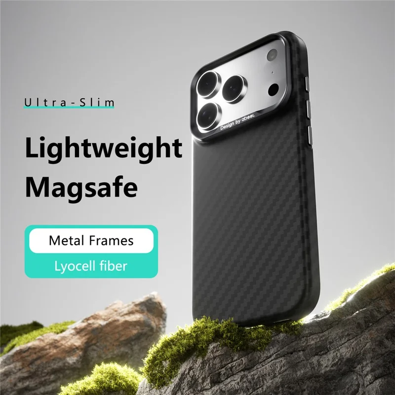 ABEEl for iPhone 18 Pro / 17 Pro Magnetic Case PC + TPU Ultra Thin Minimalist Phone Cover - Carbon Fiber Texture - 2