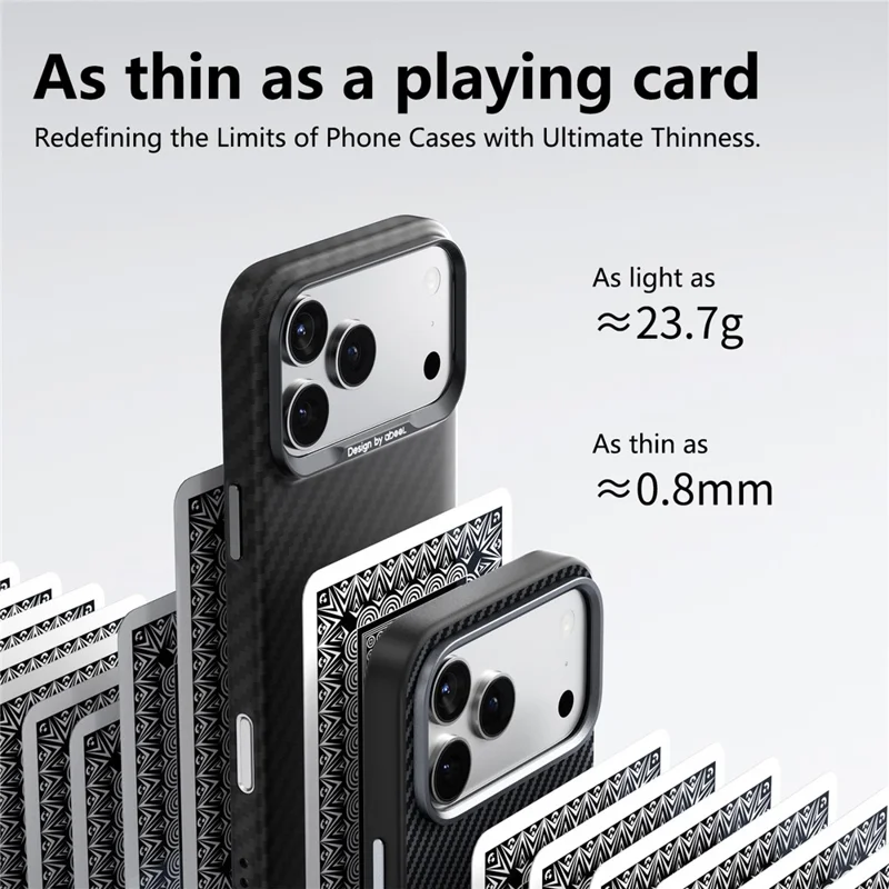 ABEEl for iPhone 18 Pro / 17 Pro Magnetic Case PC + TPU Ultra Thin Minimalist Phone Cover - Carbon Fiber Texture - 3