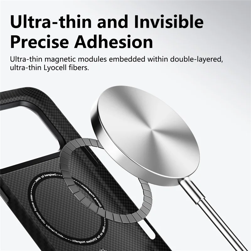 ABEEl for iPhone 18 Pro / 17 Pro Magnetic Case PC + TPU Ultra Thin Minimalist Phone Cover - Carbon Fiber Texture - 6