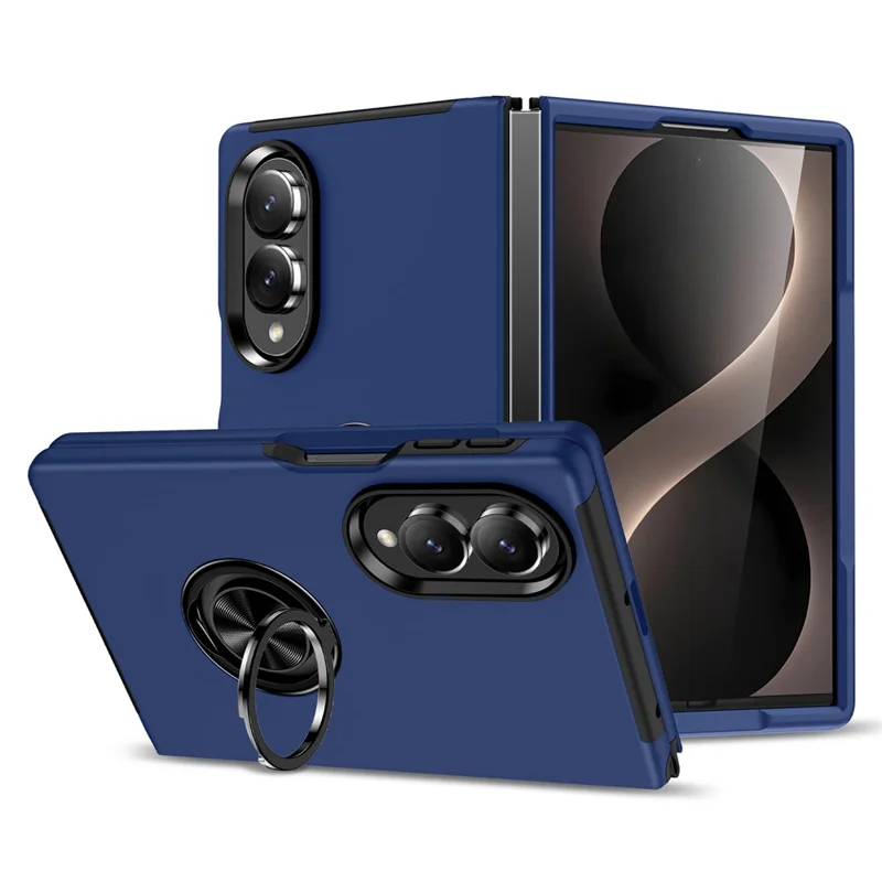 Cover per Samsung Galaxy Z Fold8 in PC + TPU con supporto ad anello girevole - Blu