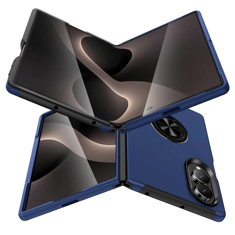 Cover per Samsung Galaxy Z Fold8 in PC + TPU con supporto ad anello girevole - Blu