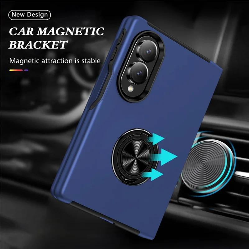 Cover per Samsung Galaxy Z Fold8 in PC + TPU con supporto ad anello girevole - Blu