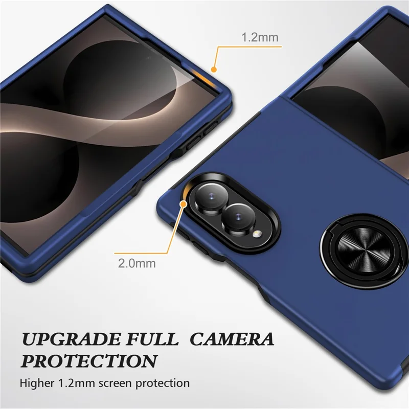 Cover per Samsung Galaxy Z Fold8 in PC + TPU con supporto ad anello girevole - Blu