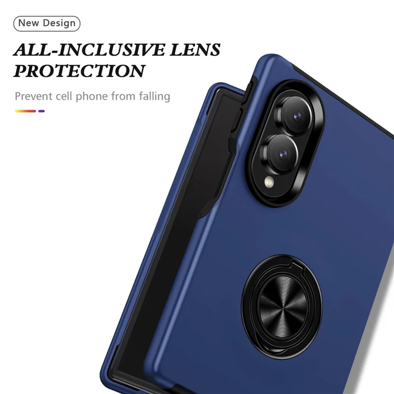 Cover per Samsung Galaxy Z Fold8 in PC + TPU con supporto ad anello girevole - Blu