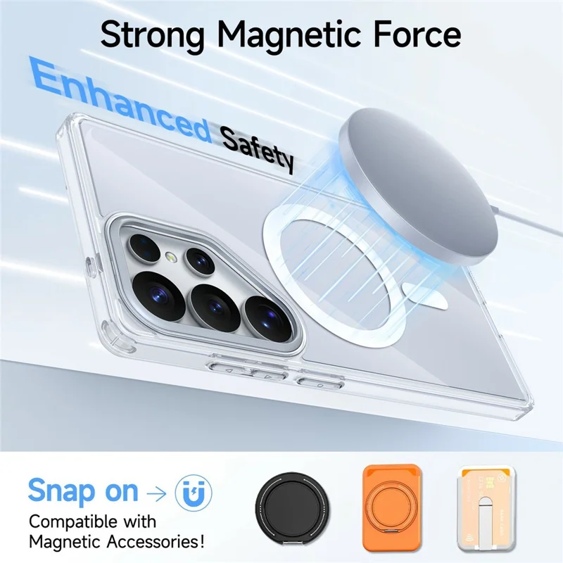 For Samsung Galaxy S24 Ultra Magnetic Case TPU + Acrylic Shockproof Anti-Scratch Phone Cover - White