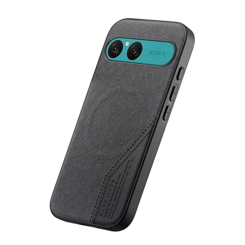 For Sony Xperia 10 VII Magnetic Case Cloth Texture PU Leather + PC + TPU Phone Cover - Black