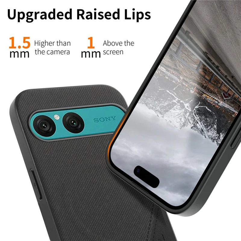 For Sony Xperia 10 VII Magnetic Case Cloth Texture PU Leather + PC + TPU Phone Cover - Black