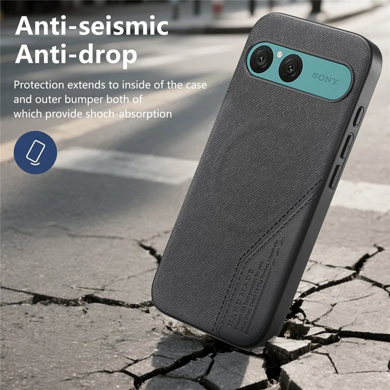 For Sony Xperia 10 VII Magnetic Case Cloth Texture PU Leather + PC + TPU Phone Cover - Black