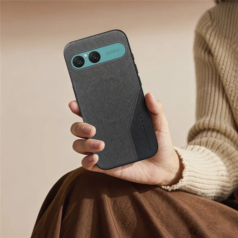 For Sony Xperia 10 VII Magnetic Case Cloth Texture PU Leather + PC + TPU Phone Cover - Black