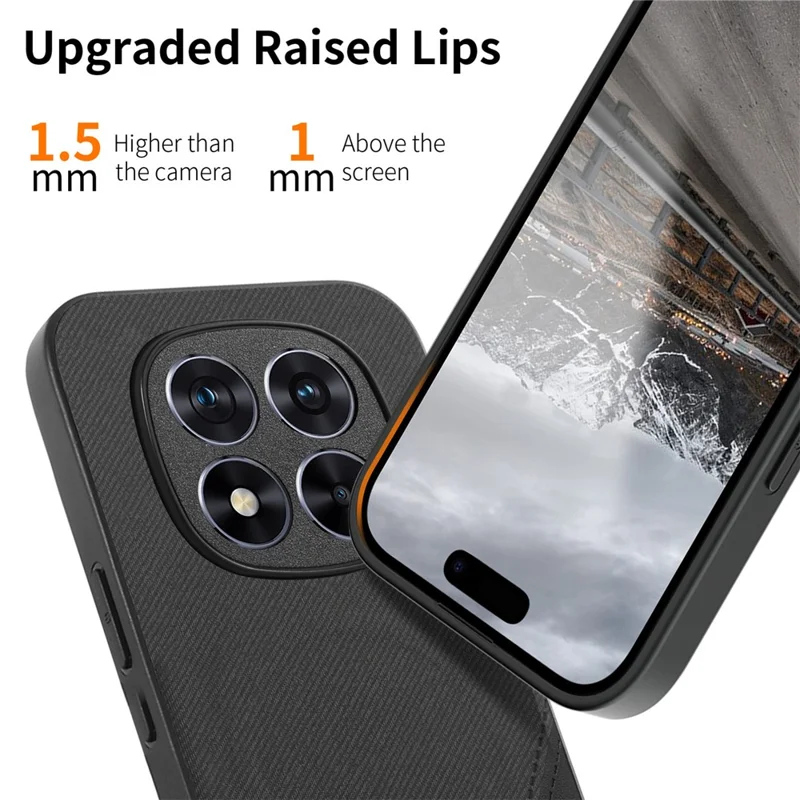 For Xiaomi Redmi Note 15 Pro 4G (Global) Magnetic Case Cloth Texture PU Leather + PC + TPU Phone Cover - Black
