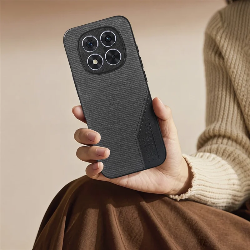 For Xiaomi Redmi Note 15 Pro 4G (Global) Magnetic Case Cloth Texture PU Leather + PC + TPU Phone Cover - Black