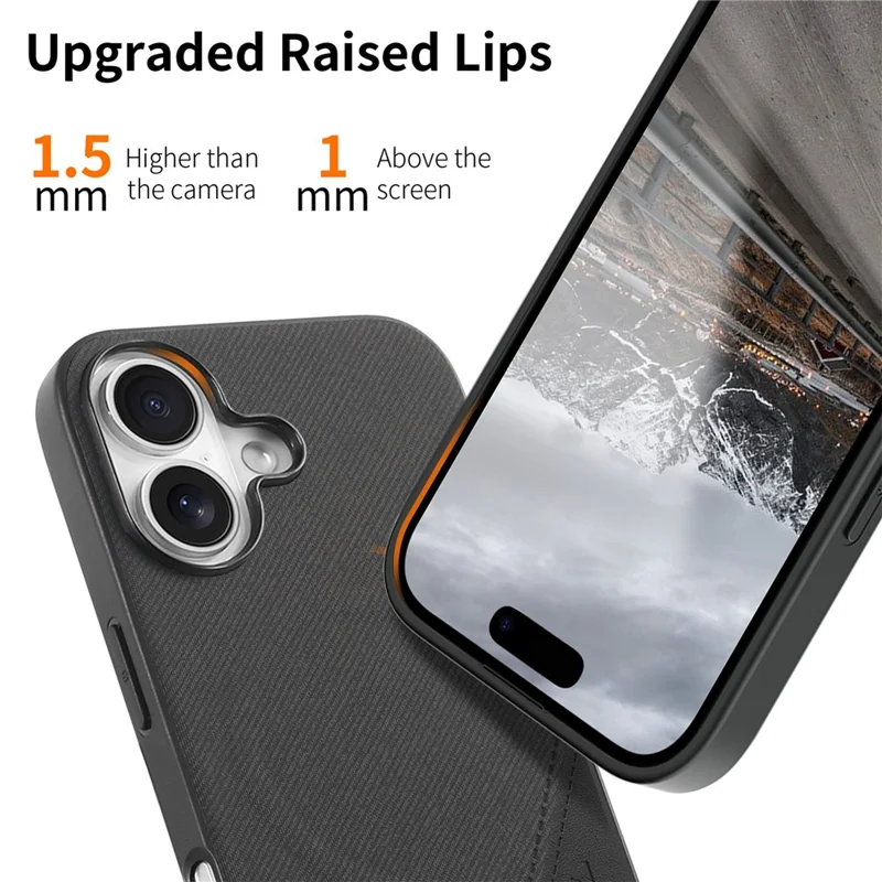 For iPhone 16 Magnetic Case Cloth Texture PU Leather + PC + TPU Phone Cover - Black