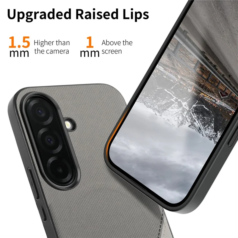 For Samsung Galaxy A36 5G Magnetic Case Cloth Texture PU Leather + PC + TPU Phone Cover - Grey