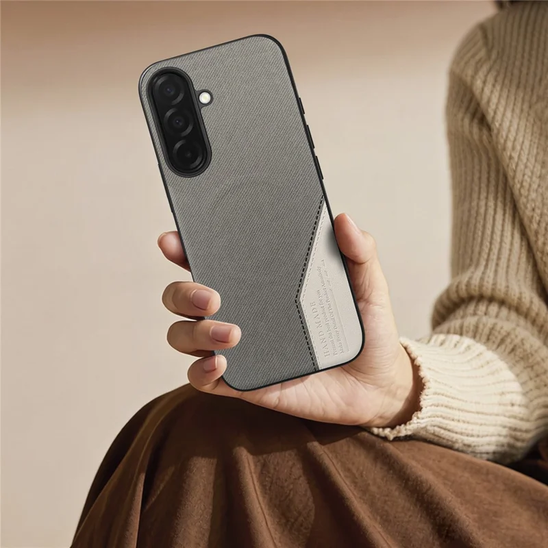 For Samsung Galaxy A36 5G Magnetic Case Cloth Texture PU Leather + PC + TPU Phone Cover - Grey