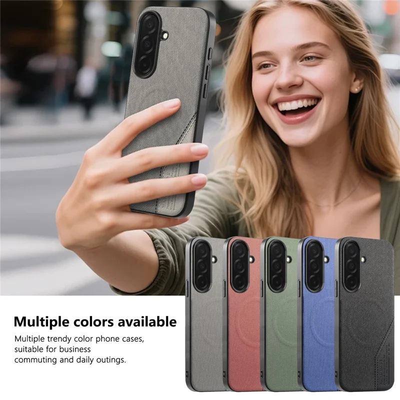 For Samsung Galaxy A36 5G Magnetic Case Cloth Texture PU Leather + PC + TPU Phone Cover - Grey