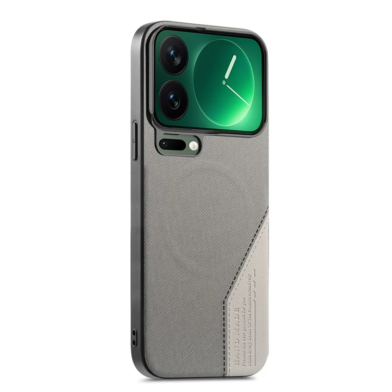 For Xiaomi 17 Pro Max Magnetic Case Cloth Texture PU Leather + PC + TPU Phone Cover - Grey