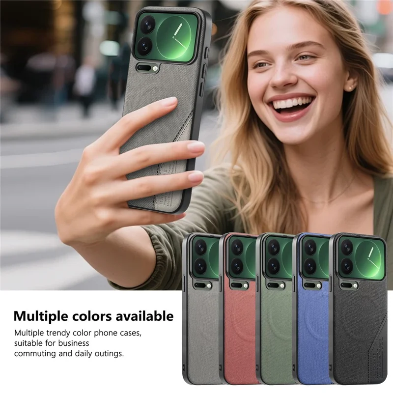 For Xiaomi 17 Pro Max Magnetic Case Cloth Texture PU Leather + PC + TPU Phone Cover - Grey