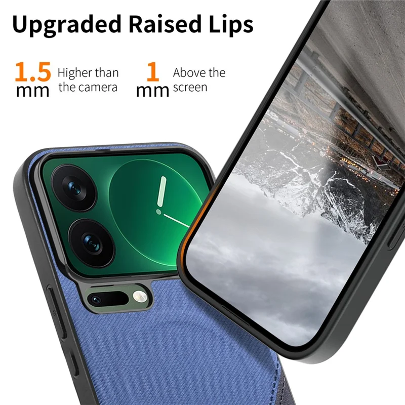 For Xiaomi 17 Pro Magnetic Case Cloth Texture PU Leather + PC + TPU Phone Cover - Blue