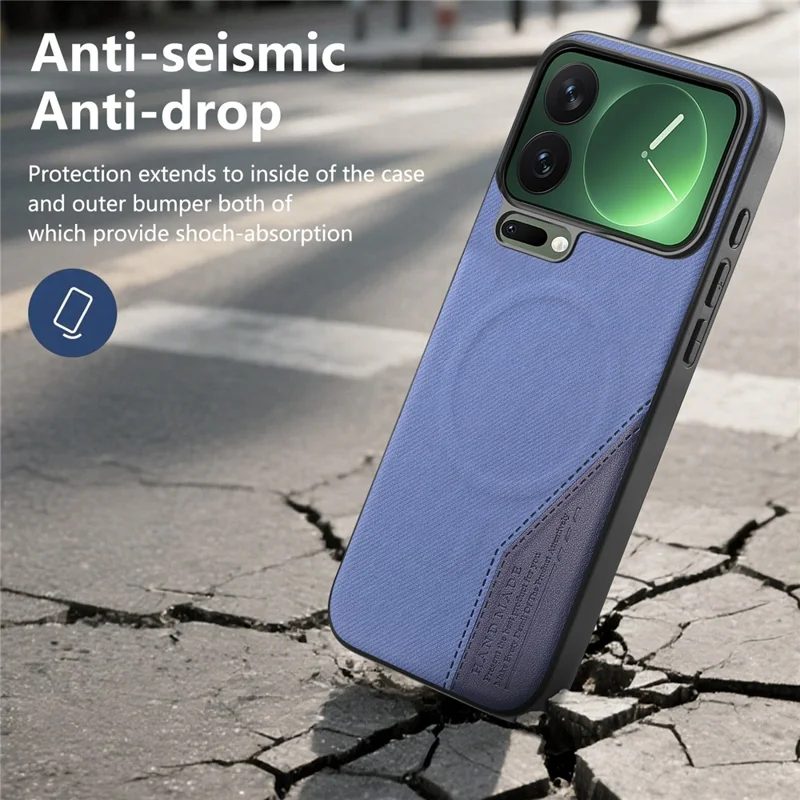 For Xiaomi 17 Pro Magnetic Case Cloth Texture PU Leather + PC + TPU Phone Cover - Blue