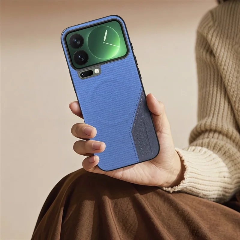 For Xiaomi 17 Pro Magnetic Case Cloth Texture PU Leather + PC + TPU Phone Cover - Blue