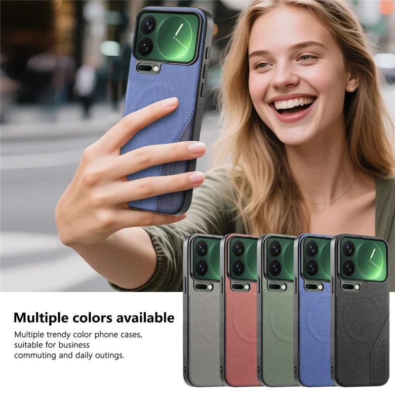 For Xiaomi 17 Pro Magnetic Case Cloth Texture PU Leather + PC + TPU Phone Cover - Blue
