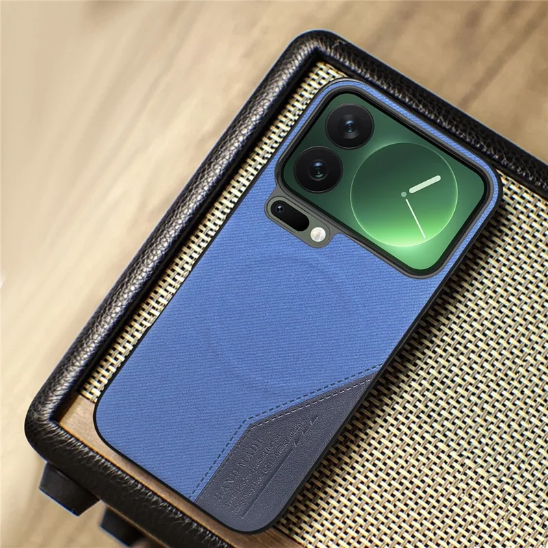 For Xiaomi 17 Pro Magnetic Case Cloth Texture PU Leather + PC + TPU Phone Cover - Blue