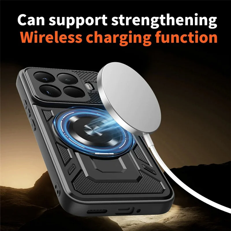 For Xiaomi 17T Pro Magnetisk Case med Roterende Ståbånd TPU + PC Telefonbeskyttelse - Sort