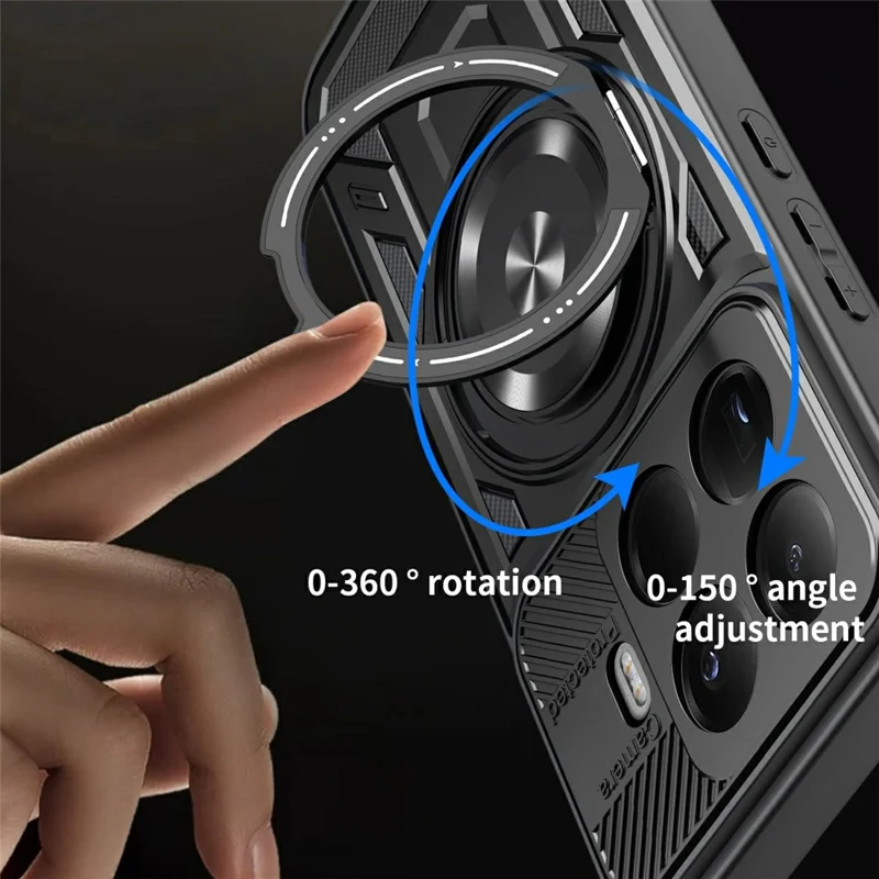 For Xiaomi 17T Pro Magnetisk Case med Roterende Ståbånd TPU + PC Telefonbeskyttelse - Sort
