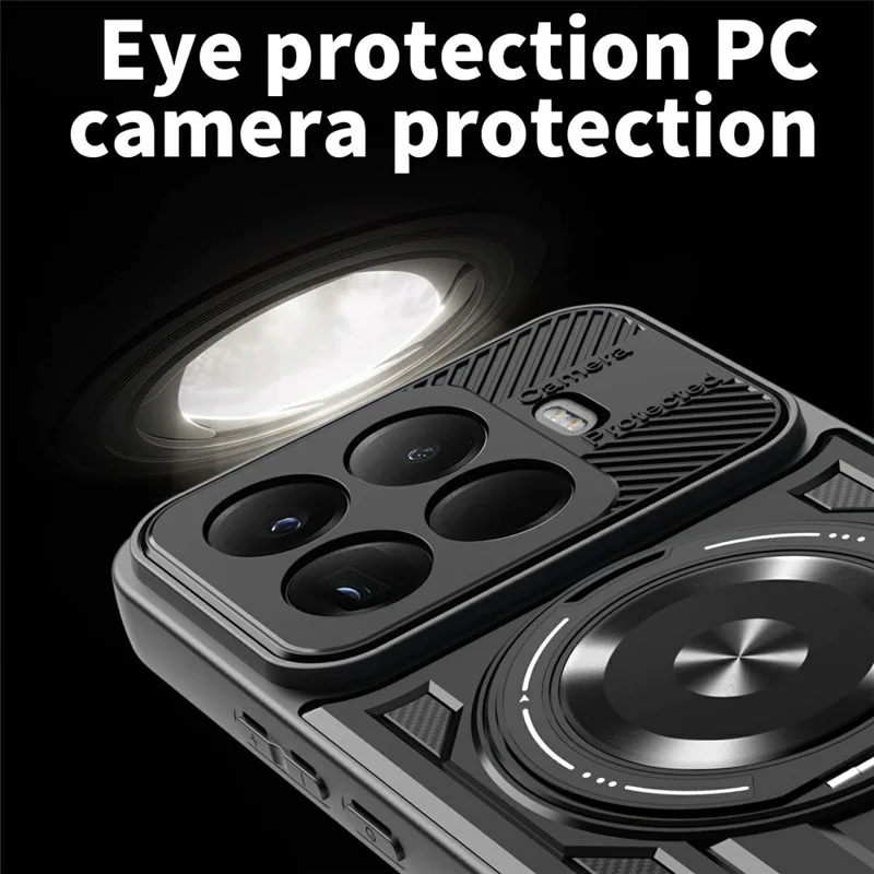For Xiaomi 17T Pro Magnetisk Case med Roterende Ståbånd TPU + PC Telefonbeskyttelse - Sort