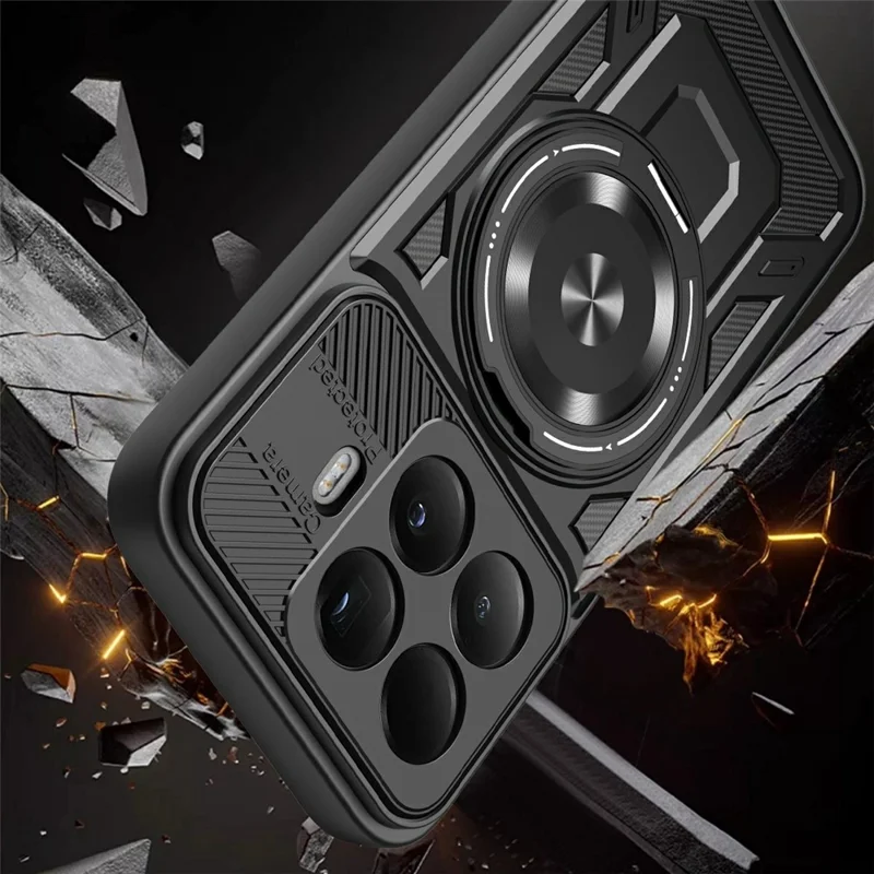 For Xiaomi 17T Pro Magnetisk Case med Roterende Ståbånd TPU + PC Telefonbeskyttelse - Sort