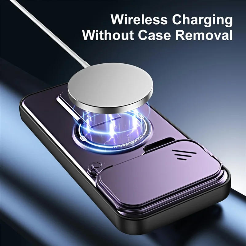 For Xiaomi 17 Pro Max Case with Slide Camera Cover Kickstand Shockproof PC + TPU Matte Finish Phone Shell - Purple