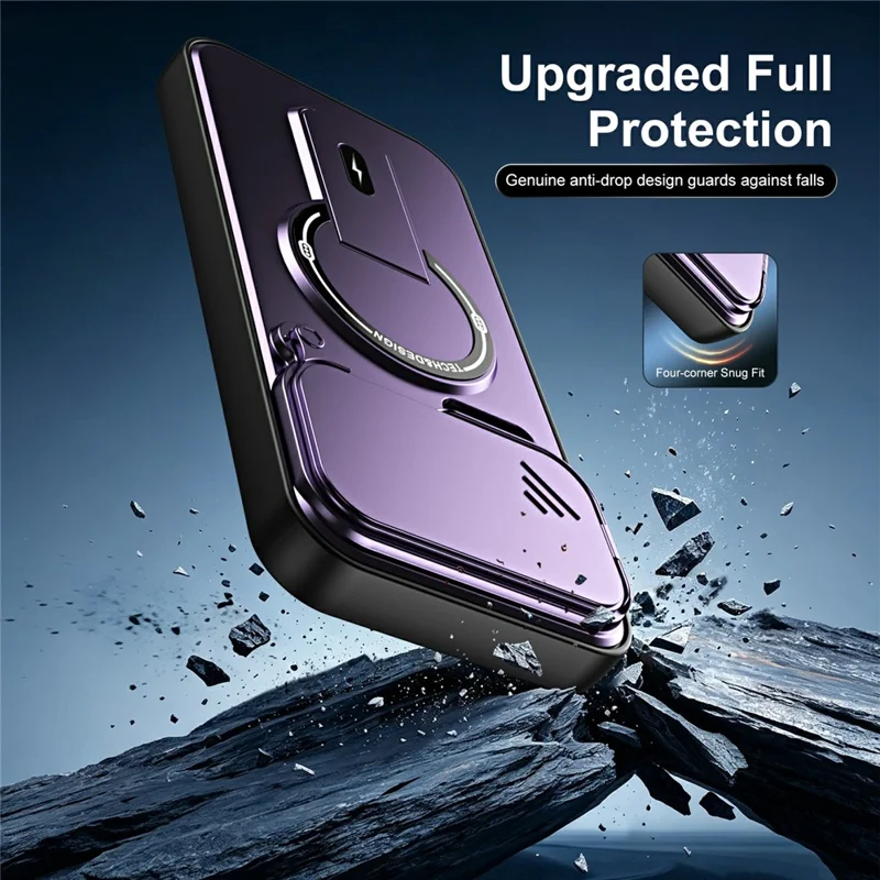For Xiaomi 17 Pro Max Case with Slide Camera Cover Kickstand Shockproof PC + TPU Matte Finish Phone Shell - Purple