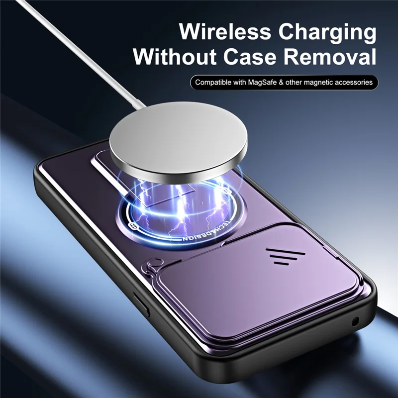 For Nothing Phone (4a) Pro Case with Slide Camera Cover Kickstand Shockproof PC + TPU Matte Finish Phone Shell - Purple
