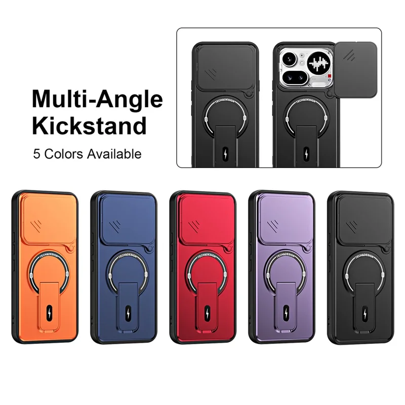 For Nothing Phone (4a) Pro Case with Slide Camera Cover Kickstand Shockproof PC + TPU Matte Finish Phone Shell - Purple