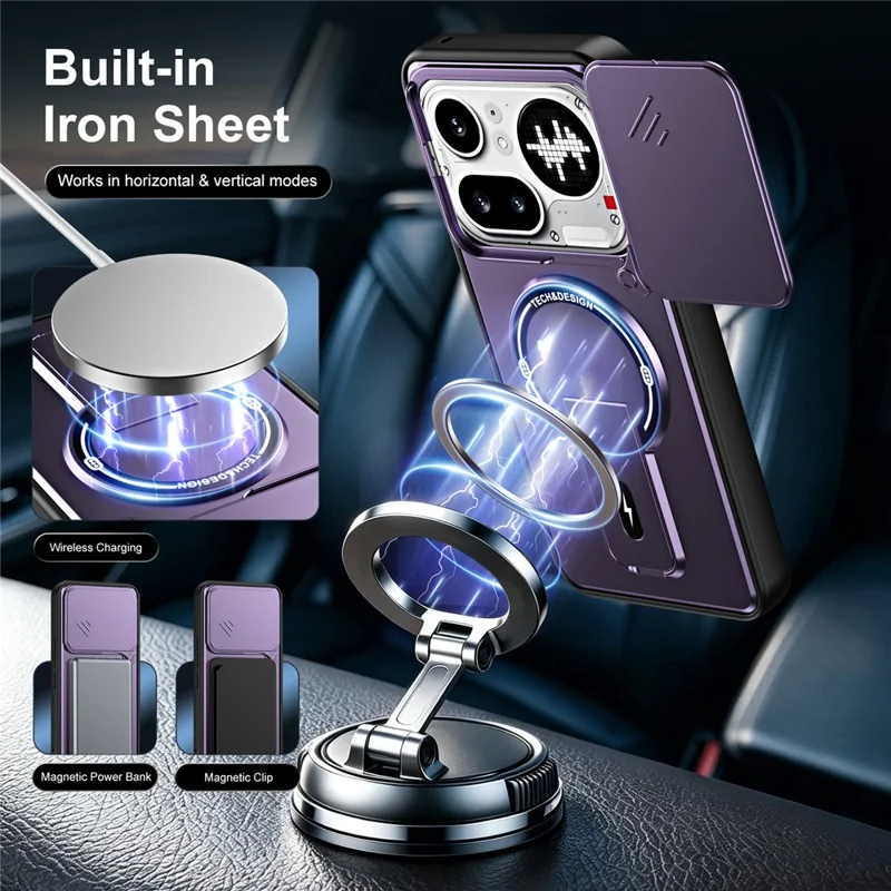 For Nothing Phone (4a) Pro Case with Slide Camera Cover Kickstand Shockproof PC + TPU Matte Finish Phone Shell - Purple