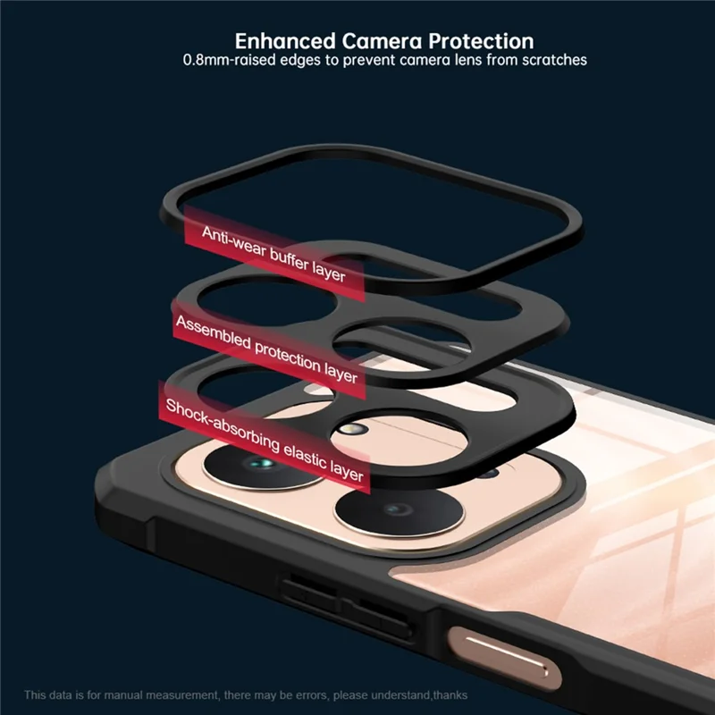 XUNDD For Xiaomi Redmi 17C 4G Case Dropproof TPU + Acrylic Clear Back Phone Cover - Black